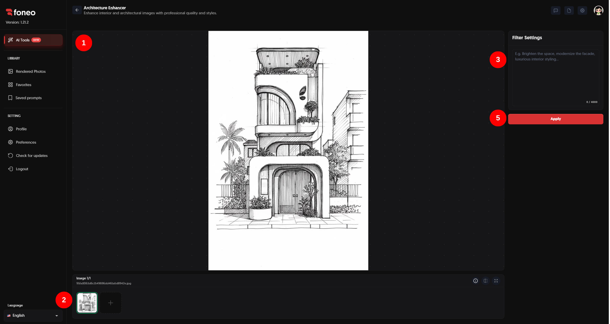 Architecture Enhancer interface on Foneo