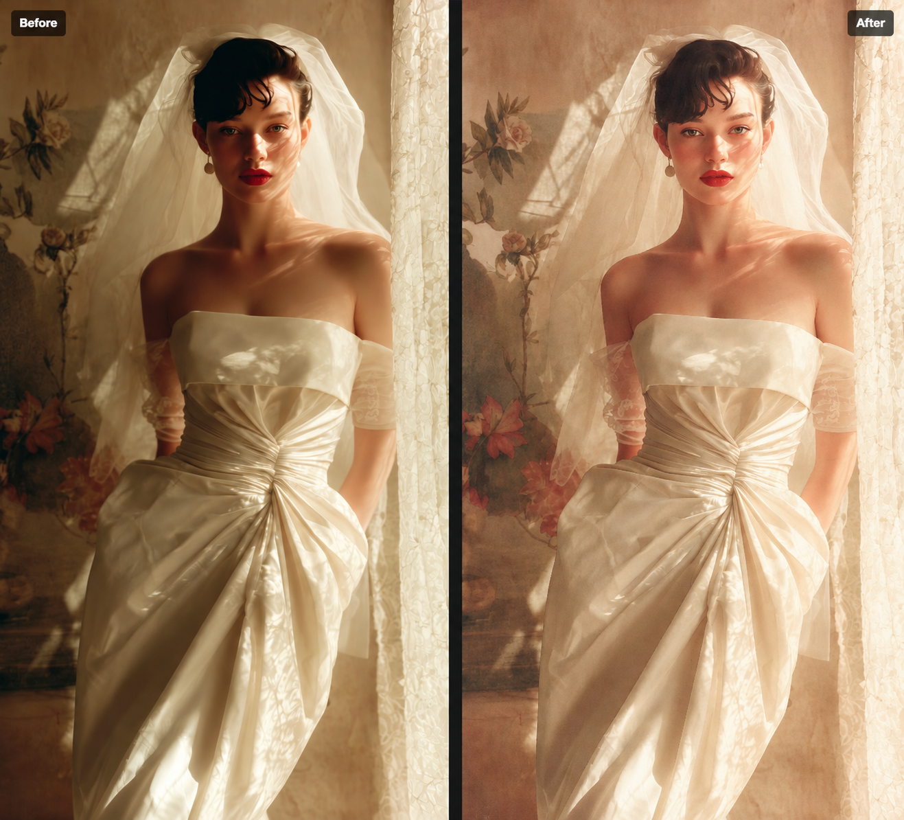 Before and after using AI Style Transfer on Foneo
