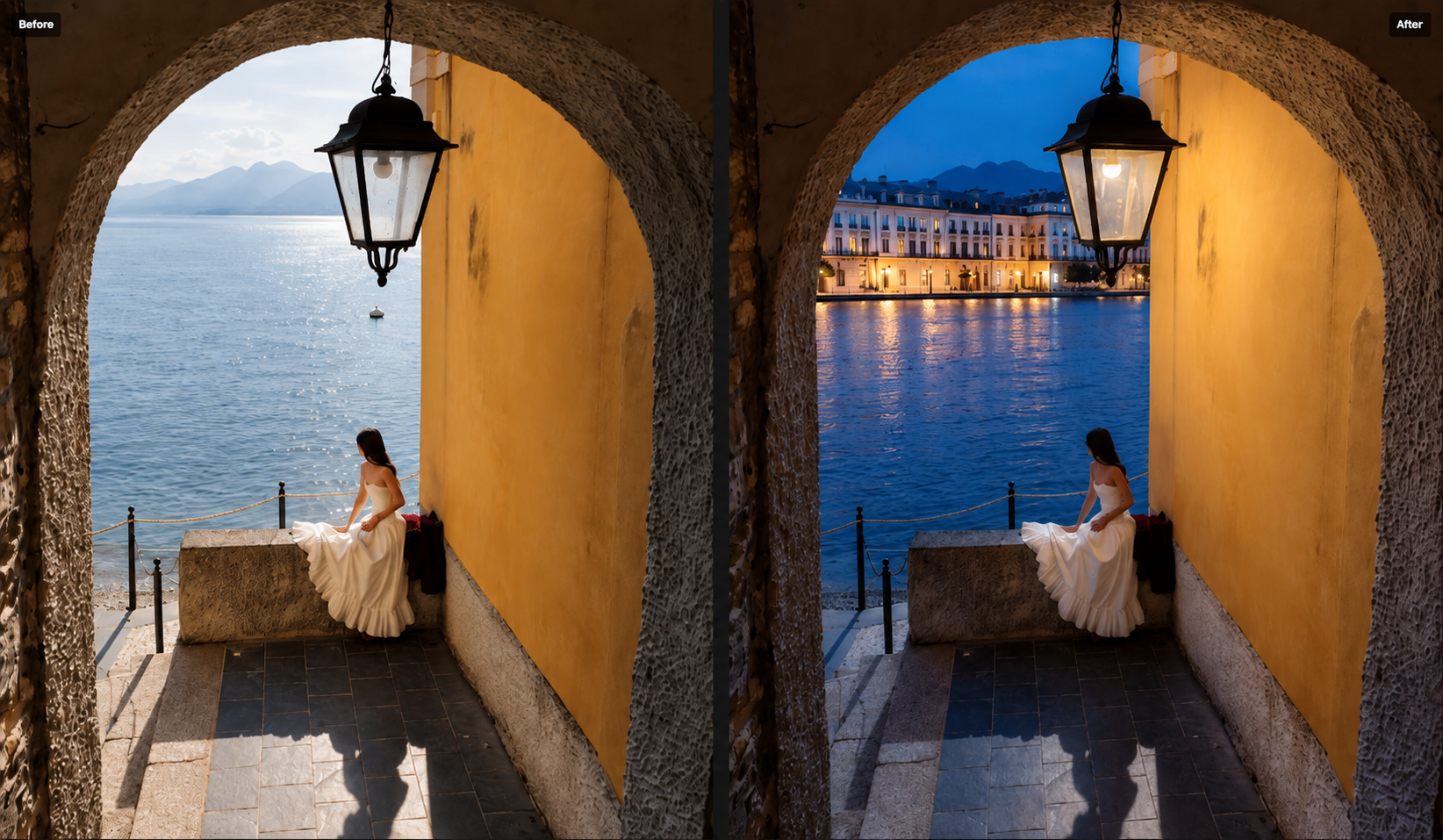 Before and after applying Prompt Edit on Foneo