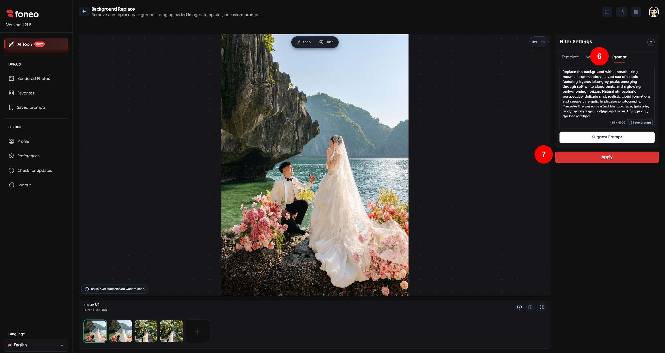 Entering a custom Prompt in Background Replace