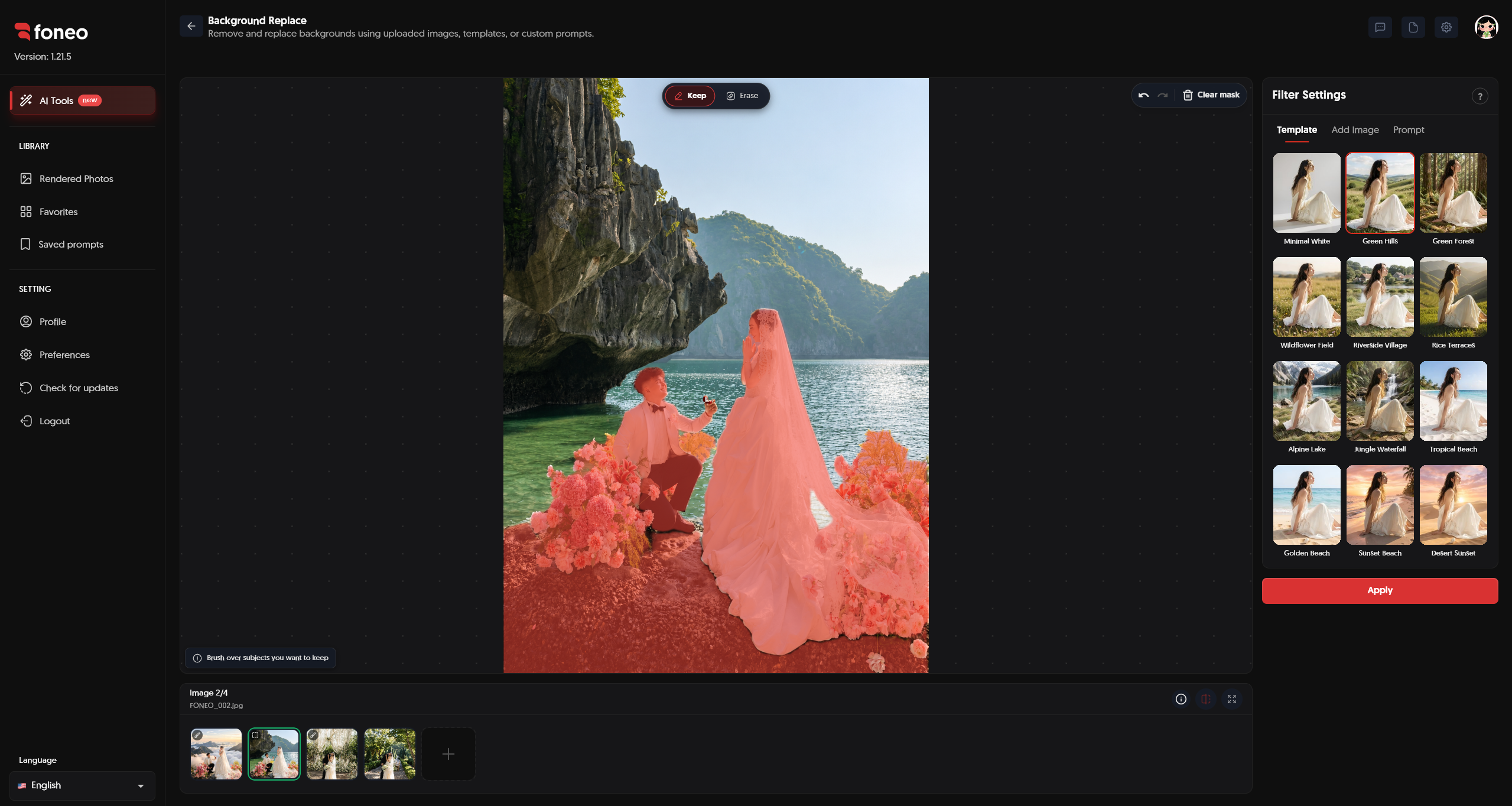 Use Keep and Erase to mark subjects in Background Replace