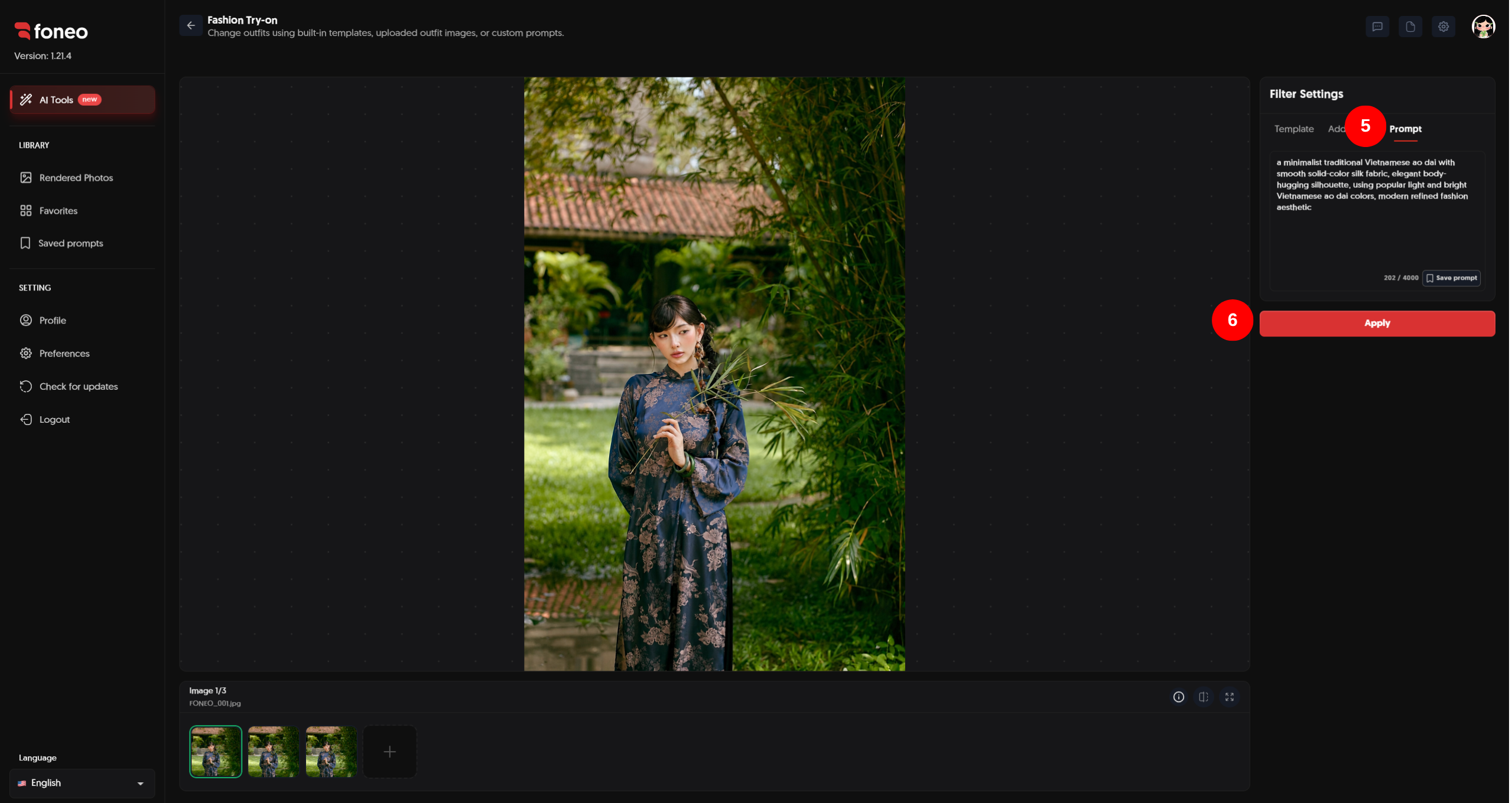 Enter a custom Prompt in Fashion Try-on