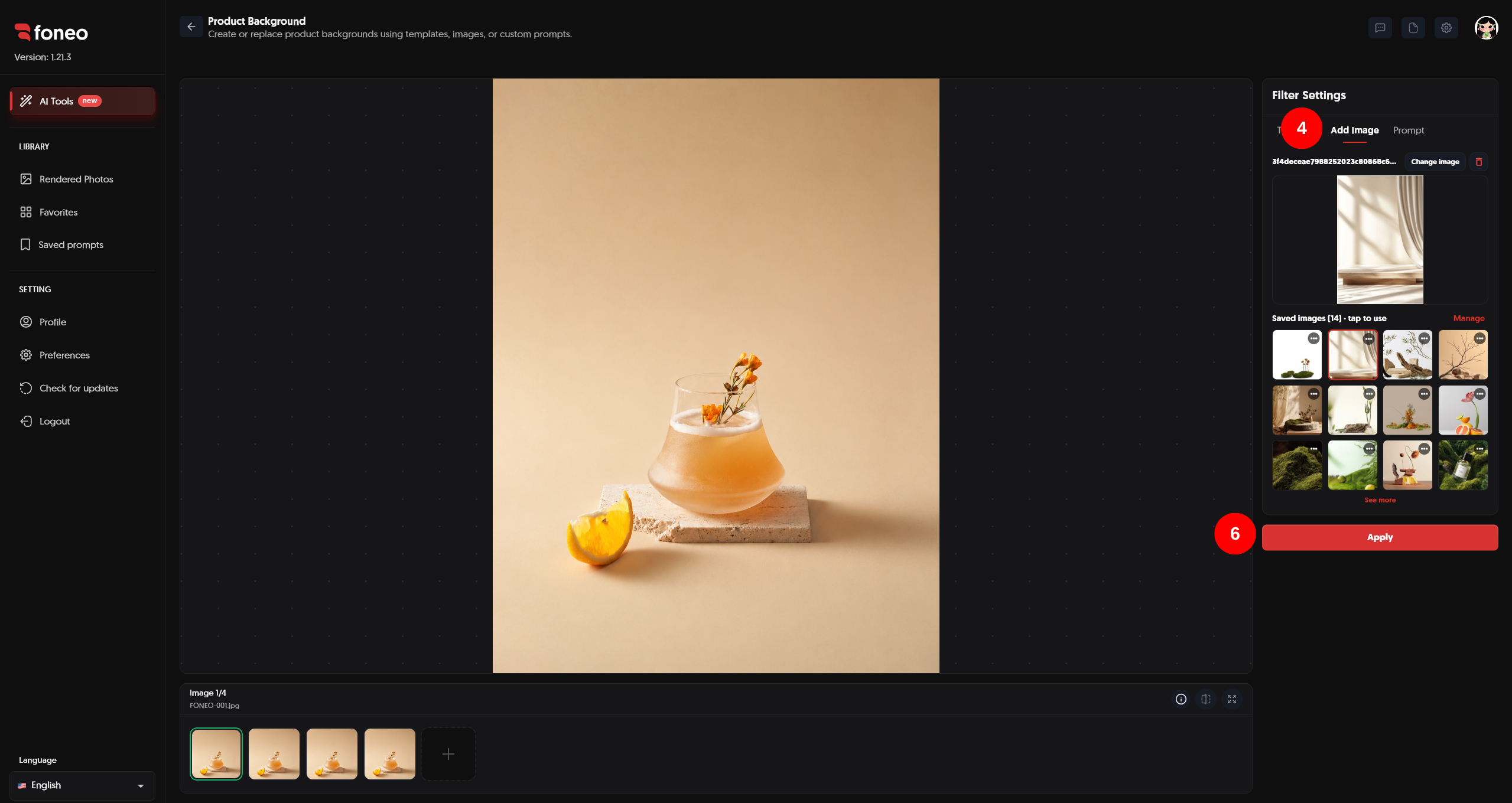 Add a custom background image for a product on Foneo